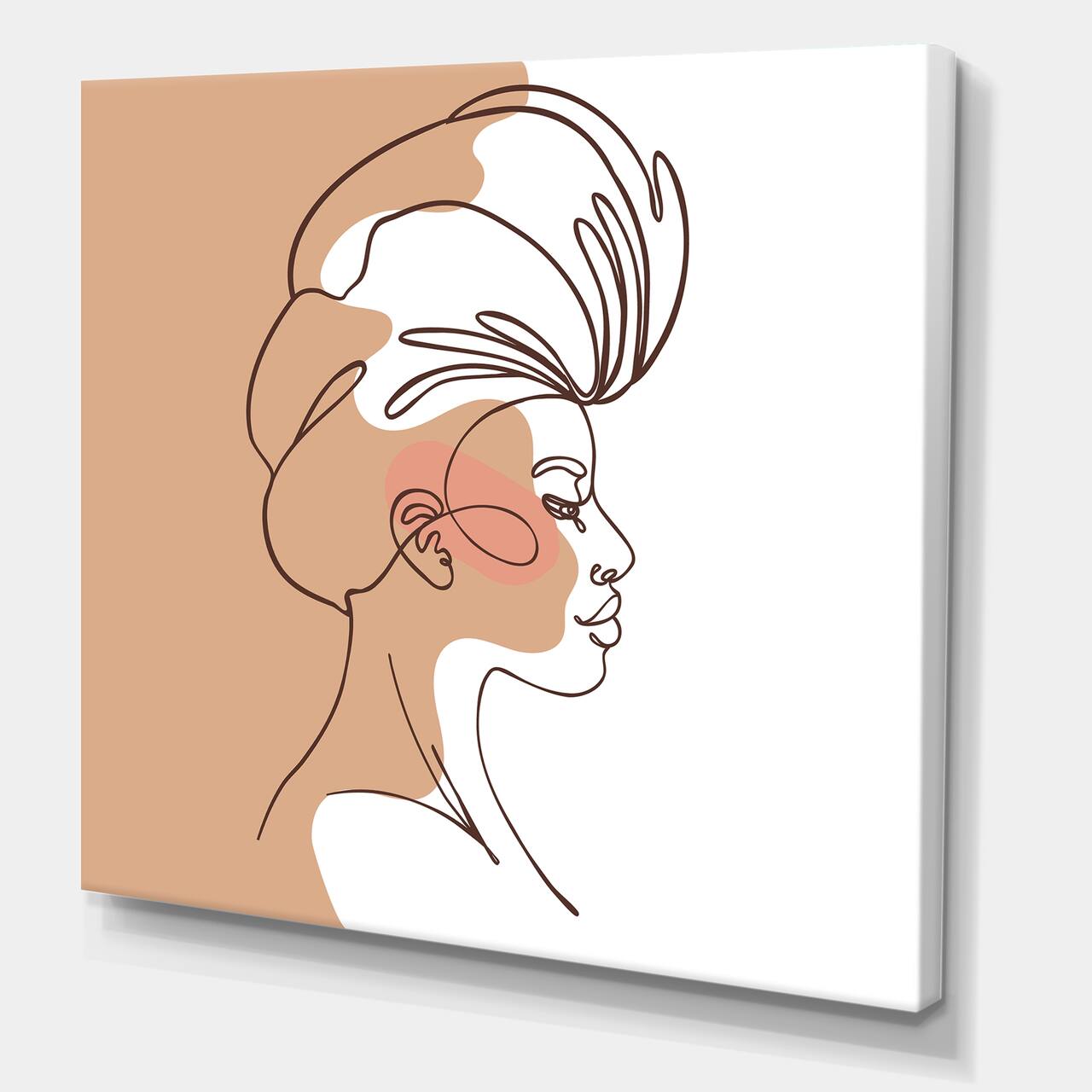 Designart - One Line Portrait of African American Woman II - Modern Canvas Wall Art Print